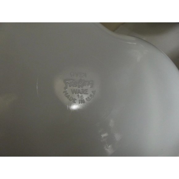 Fire King Oven Ware Divided White Milk Glass Gold Trim Dish vtg Anchor Hocking - Picture 7 of 7